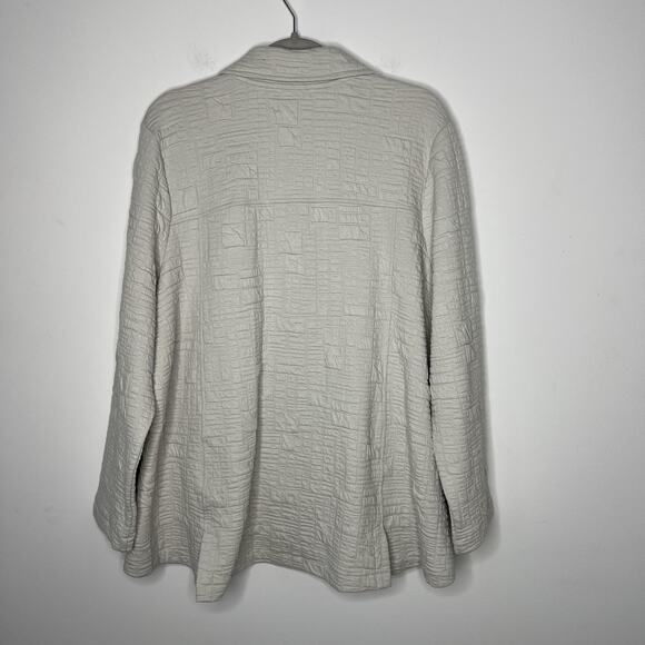 Habitat Jacket Womens XL Cream Textured Pucker  Collared Snap Buttons Pockets - Picture 9 of 13